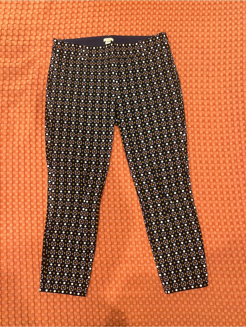 J. Crew Patterned Black Stretch Ankle Pants